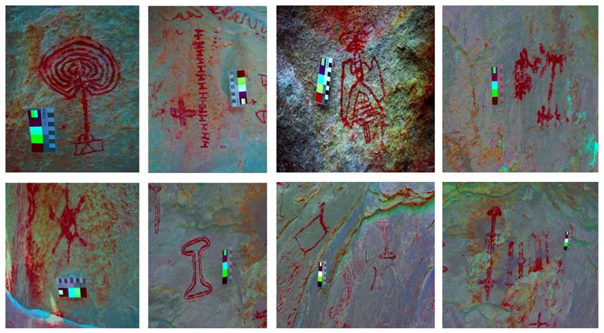 Abstract symbols present in the Rock Art of Jamui hill range, Bihar, India. Similar prehistoric rock paintings have been found in Chhotanagpur Plateau region.