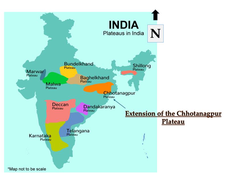 Extension of the Chota nagpur Plateau